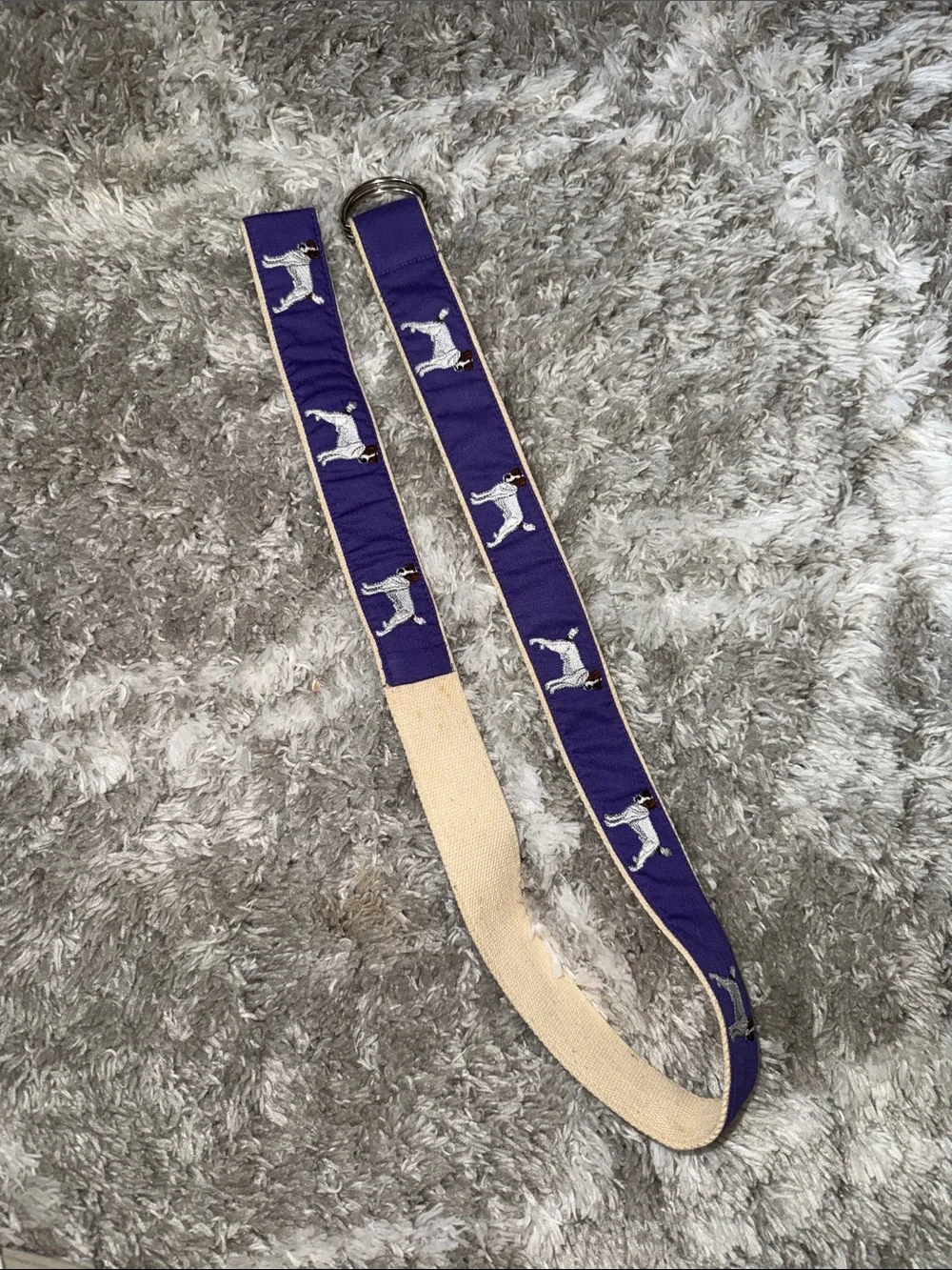 Vintage Cotton Handmade Belt featuring embroidered Jack Russel Terrier Dog